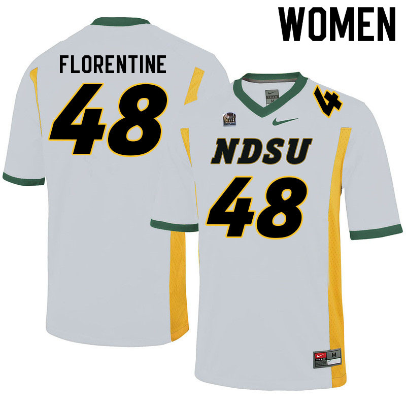 Women #48 Mike Florentine North Dakota State Bison College Football Jerseys Sale-White - Click Image to Close
